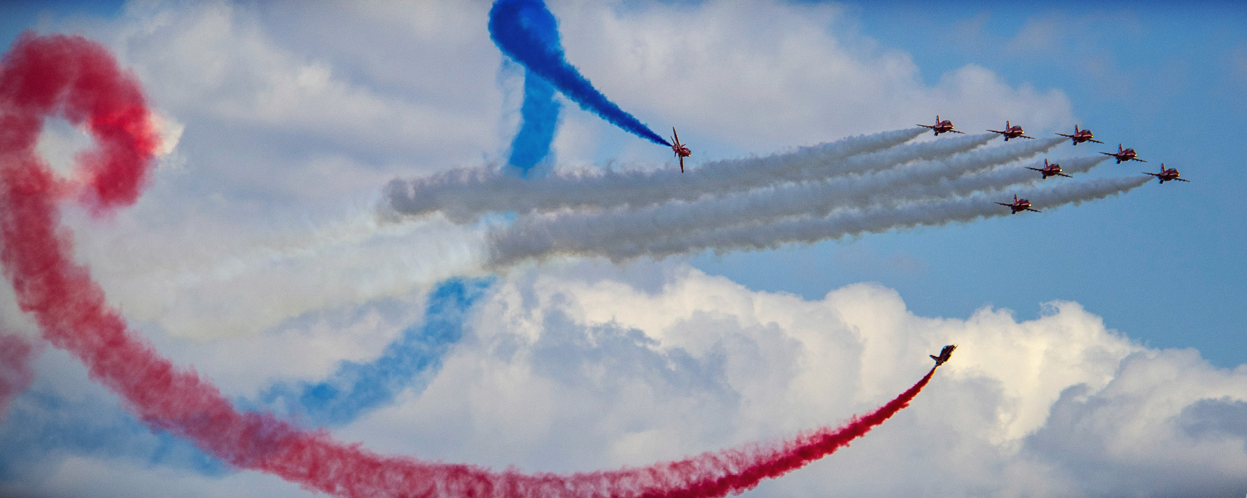 Red Arrows aerobatic display team demonstrating high performance aircraft requiring expertise in engineering design